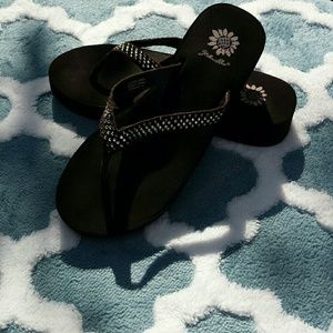 Yellow Box Wedged Flip Flops